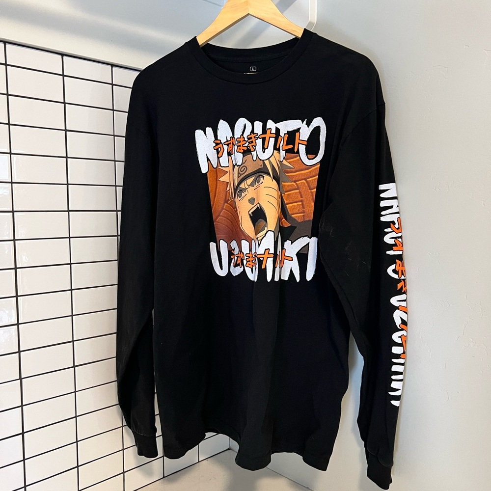 Black Naruto Graphic Long Sleeve Tee